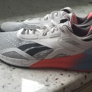 Reebok NANO X womens. White, orange, blue, black.